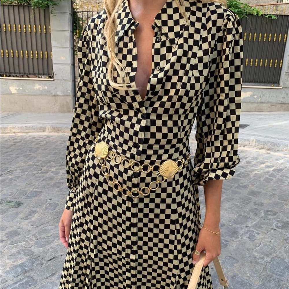 HTF Rixo Maddison Checkerboard Tea Maxi Dress